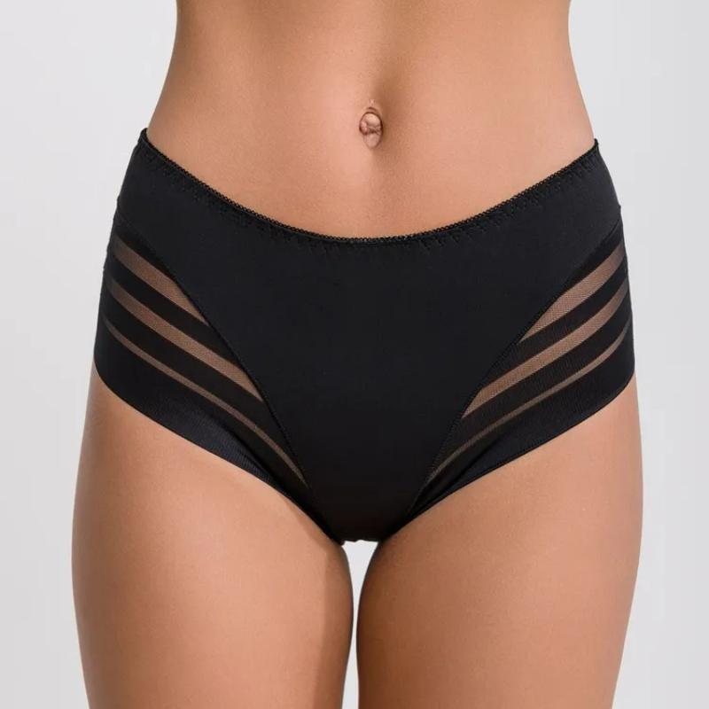 Nahtlose Hohlstreifen-Kontroll-Slips für Damen mit hoher Taille, Eisseide, Po-Lifter-Höschen, Plus-Size-Shapewear