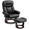 Relaxation Chair With Footstool Adjustable Armchair Artificial Leather Upholstered Chair With Foldable Backrest Black