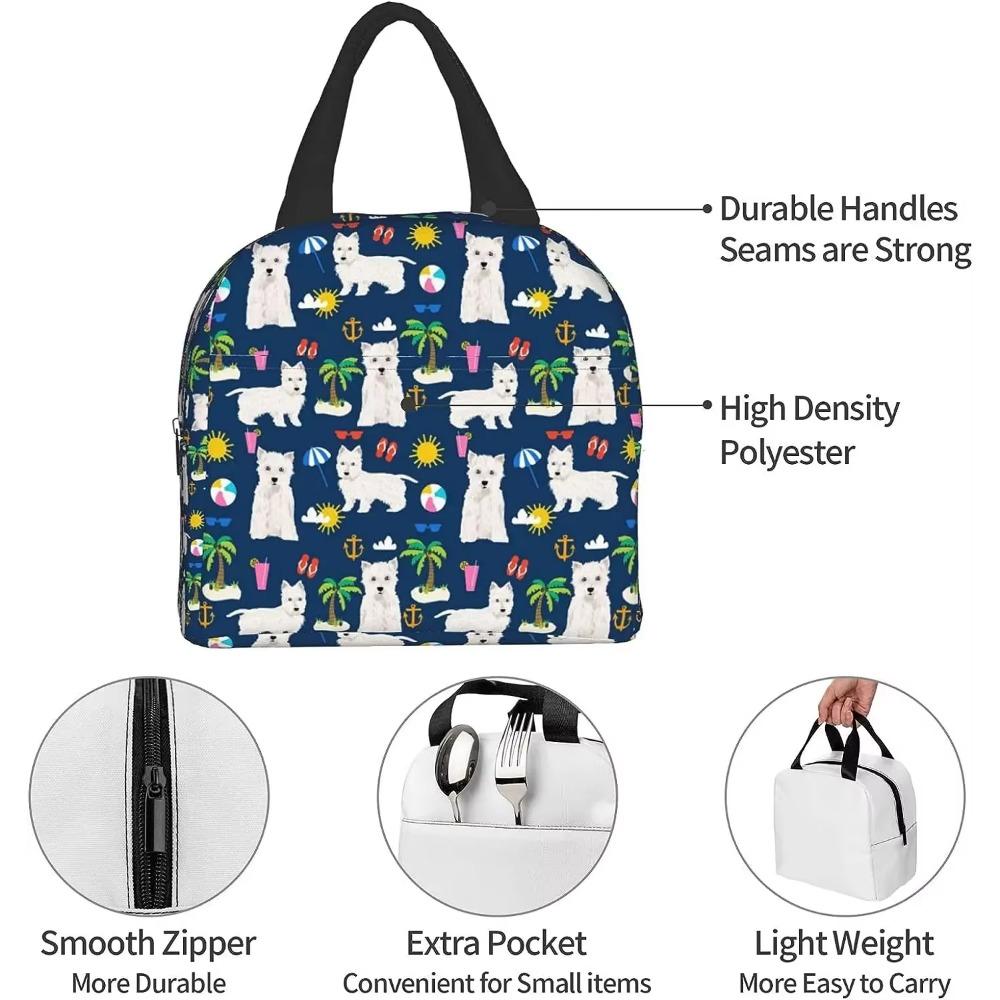 Beach Summer Tropical Dog Insulated Lunch Bag for Women Cooler Tote Box Leakproof Reusable Portable Lunch Bag Work School Picnic