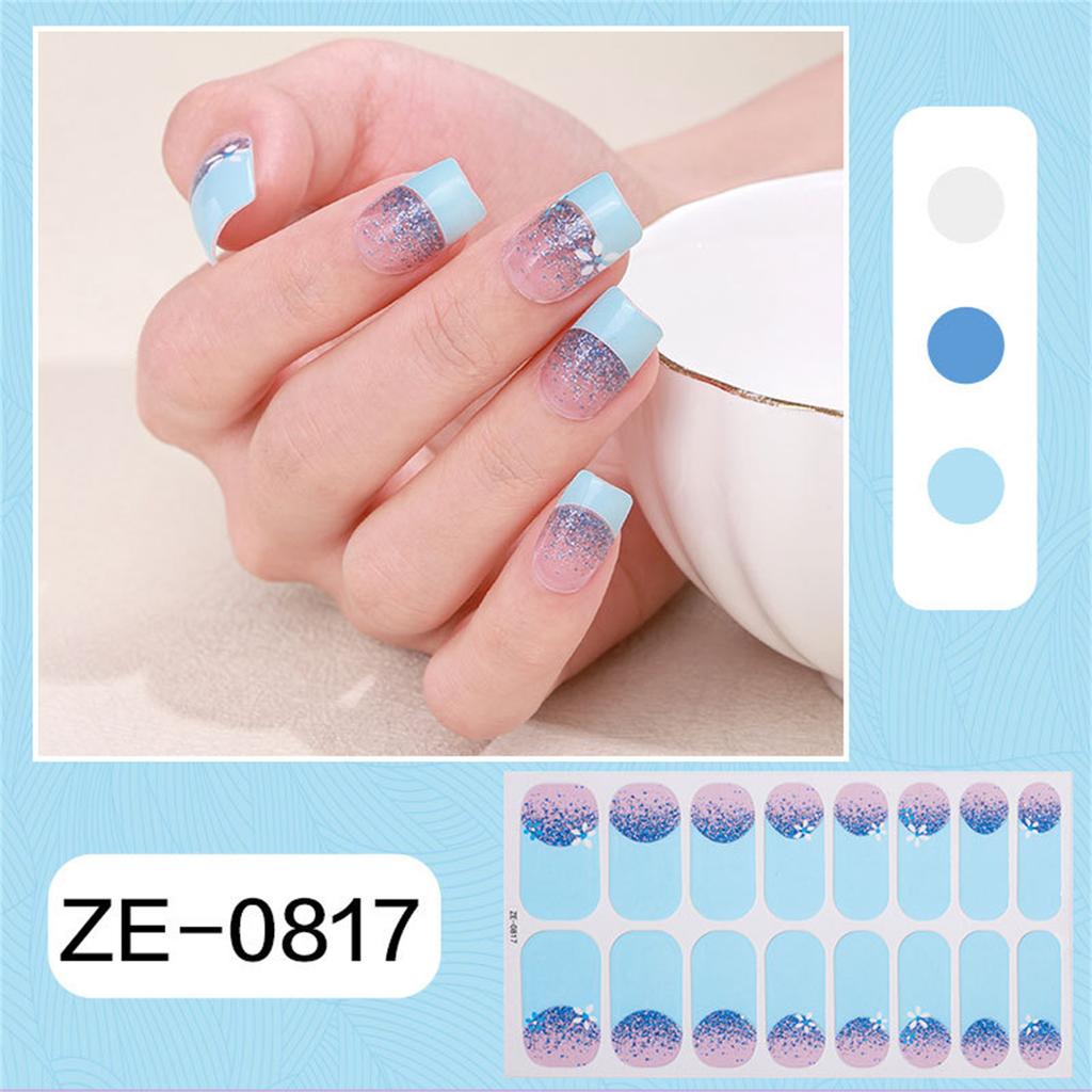 French Tip Nail Sticker Glittering Nail Polish Stickers Flowers Gels Nail Strips Nail Art Decortions Manicures Supplies