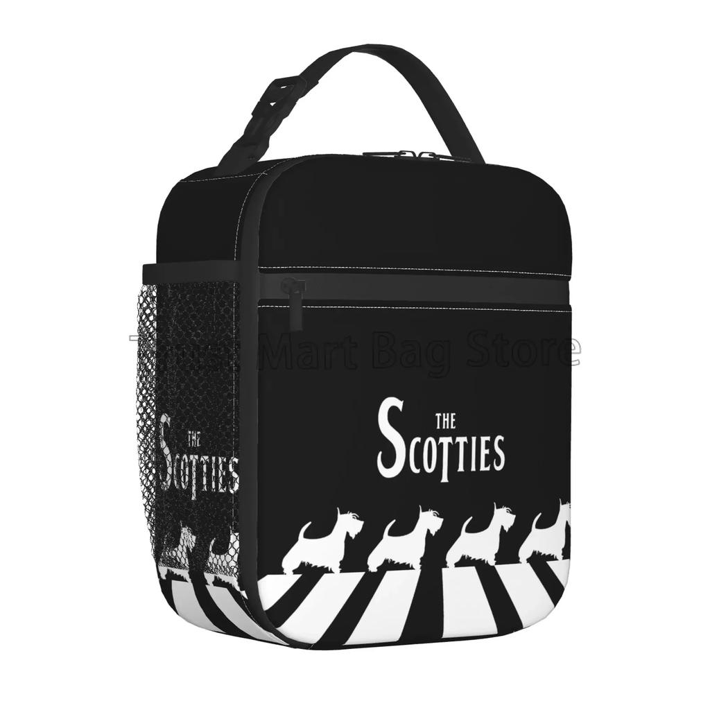 Cute Scottie Dog Pattern Insulated Lunch Bag for Women Boys Girls Reusable Thermal Lunch Tote Box for Work School Travel Picnic