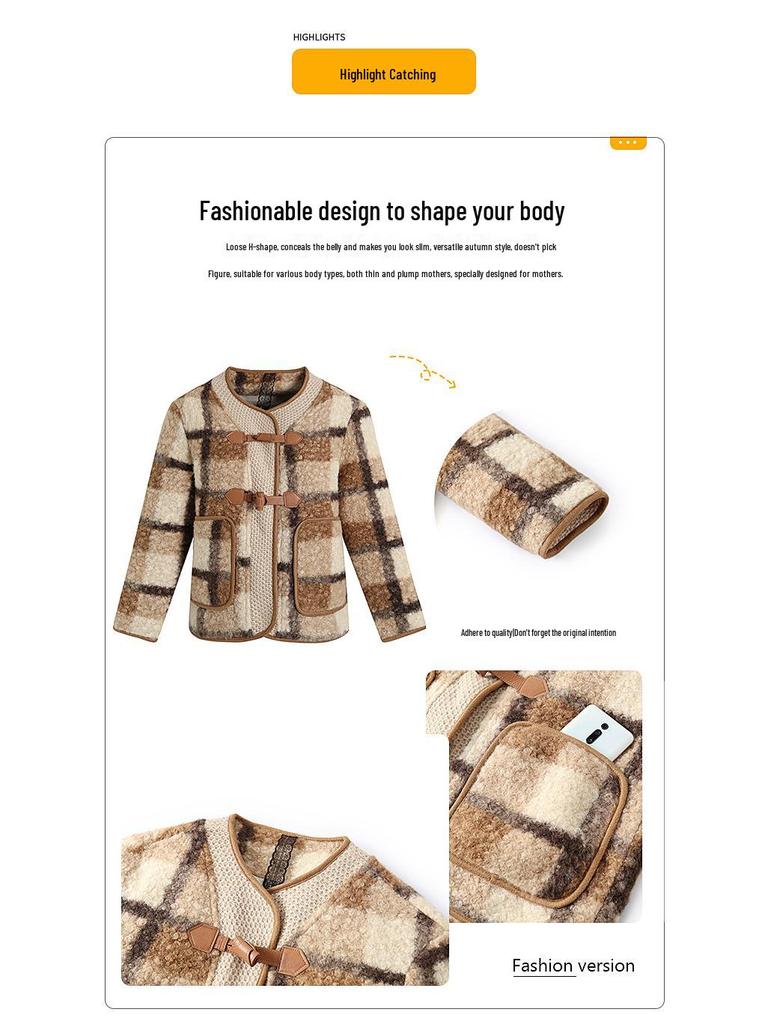 Manteau court en laine élégant pour femme, idéal pour l'automne, le printemps et l'hiver - Style élégant et parfumé pour les femmes d'âge mûr et les personnes âgées