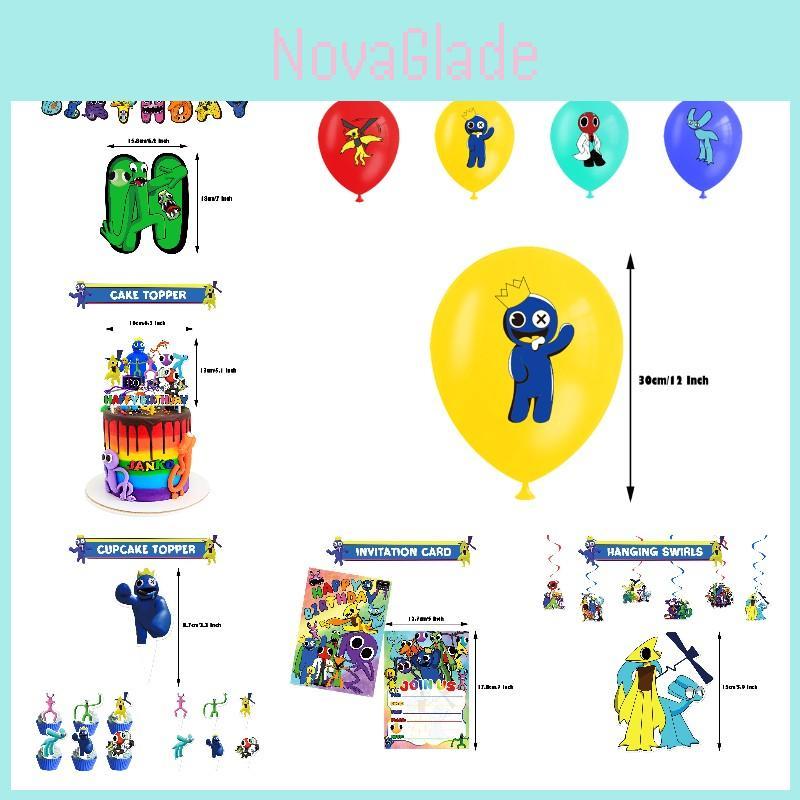 Set Decorazioni Festa Colorate Rainbow Friend 2 Banner, Topper per Torta, Palloncini e Inviti Inclusi!