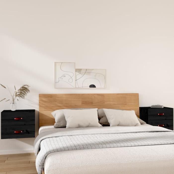 820985 vidaXL Tables de chevet murales 2 pcs Noir 50x36x40 cm
