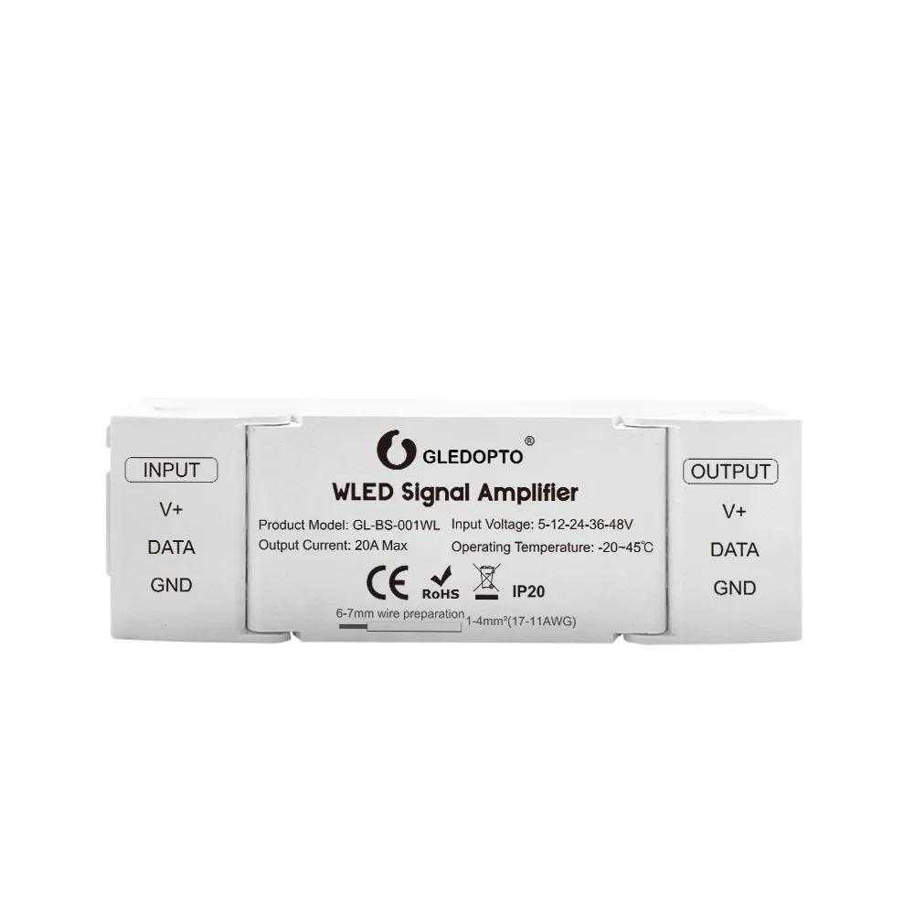 

WLED Signal Amplifier Booster 10m Extension Flicker-Free LEDStrip Enhancer for WS2811/2812 SK6812 Digital Controller GL-BS-001WL