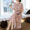 Women's Plus Size Floral Print Maxi Dress, Casual Short Sleeve Long Dress (XL-5XL)