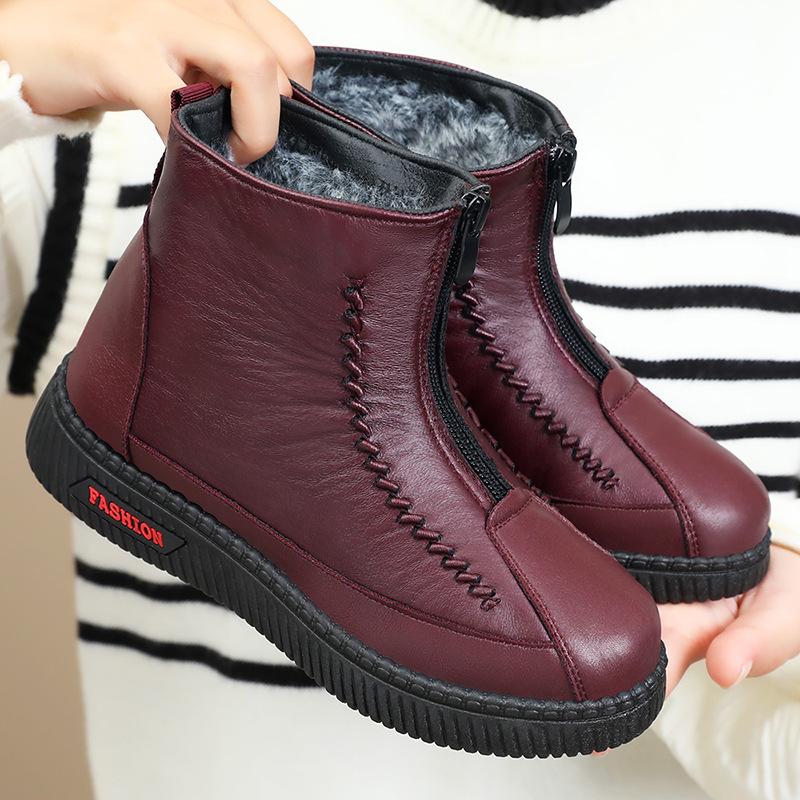 Cotton boots women's winter velvet thickened warm mother shoes soft sole middle-aged and elderly cotton shoes outdoor sports snow boots