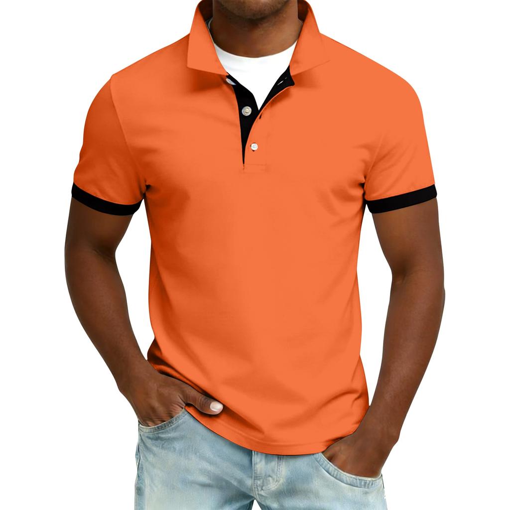 Men's Summer Button Lapel Loose Short Sleeve Top Men's Casual Fashion Top