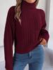 Women's 2023 Autumn/Winter Casual High Neck Cable Knit Long Sleeve Pullover Sweater