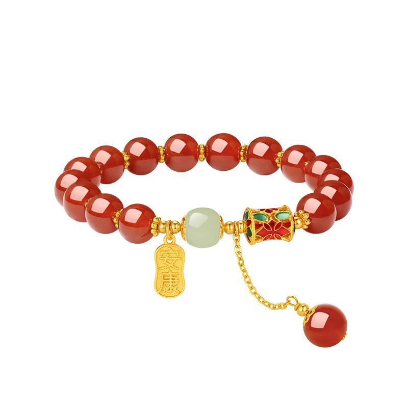 

Red agate chalcedony bracelet for women, red bean bracelet, a birthday gift for a girlfriend from a close friend Red agate