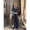 Women's American Street Style Hoodie and Wide-Leg Pants Set, Autumn/Winter Fashion, Loose Fit, Casual Two-Piece Set.