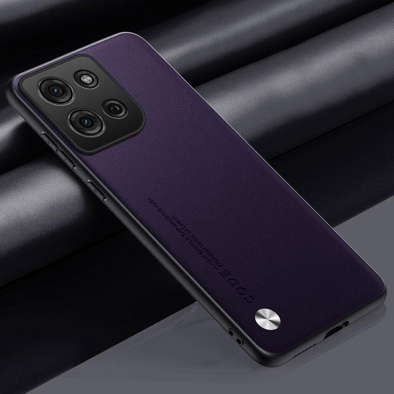 

Luxury PU Leather Case For Motorola Moto G15 Back Cover Matte Shockproof Silicone Full Protection Phone Case For Motorola G15 For Moto G15 фиолетовый