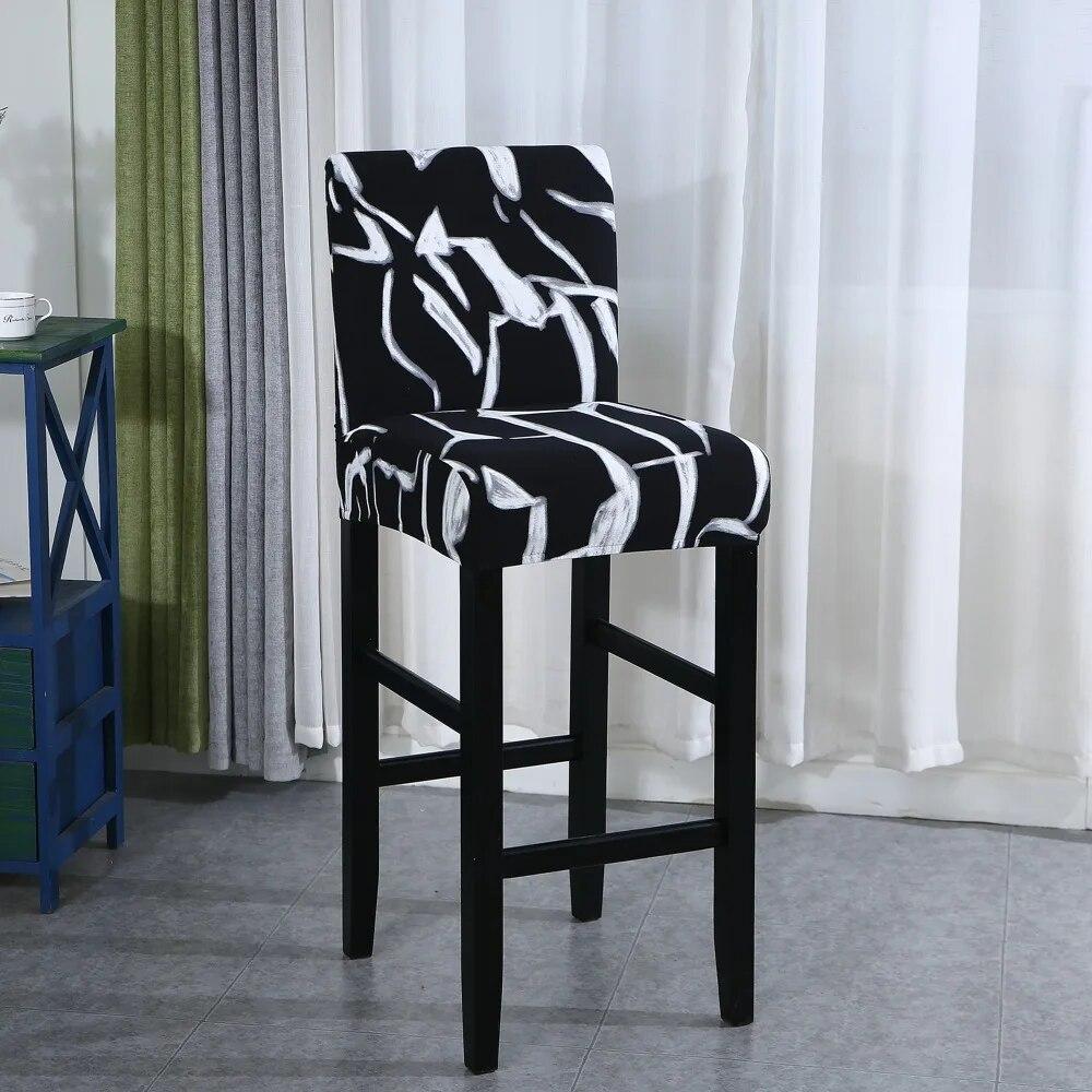 Elastic Bar Stool Chair Cover Home Dining Room Bar Seat Cover Geometric Style Restaurant Hotel Decor Washable Easy Cover
