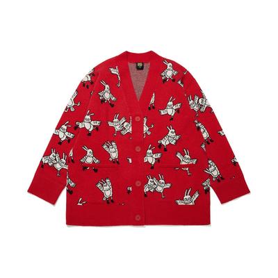 Rabbit Pattern Jacquard Knit Top Women Tops Samba-Red AMBT024-1