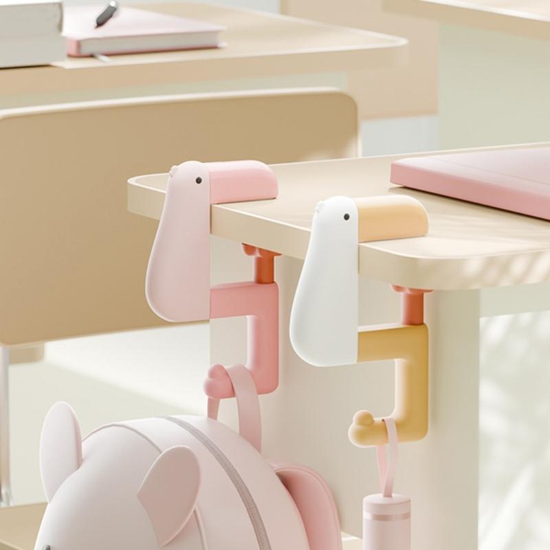 Pack of 2 Duck Shaped Space Saving Under Desk Schoolbag Hanger Bag Hanging Hook for Keys Umbrellas Cups Office Home Use