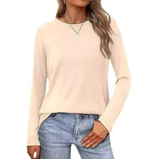 European & American Women's High-End Loose Round Neck Plus Size Winter Milk Silk T-Shirt