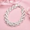 925 Sterling Silver 8 Inch Exquisite Square Chain Bracelet Women Party Gift Jewelry Wedding Engagement Fashion
