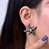 Vintage Starfish Stainless Steel Stud Earrings For Women Enamel Geometric Gold Color Earrings Ocean Beach Summer Jewelry Gift