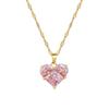 Light Luxury Peach Heart Temperament Full Of Zirconium Inlaid Real Gold Necklace Women'S Transfer Collarbone Chain With Jewelry