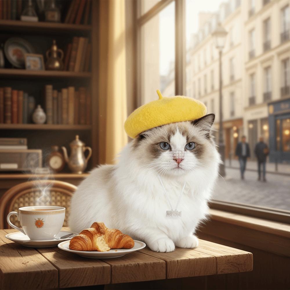 Adjustable Cat Beret Hat Breathable Pet Painter Hat Fashion Pet Headwear  for Cats and Dogs