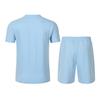 Men's European Solid Color Jacquard Summer Casual Round Neck Short Sleeve T-shirt & Shorts Set