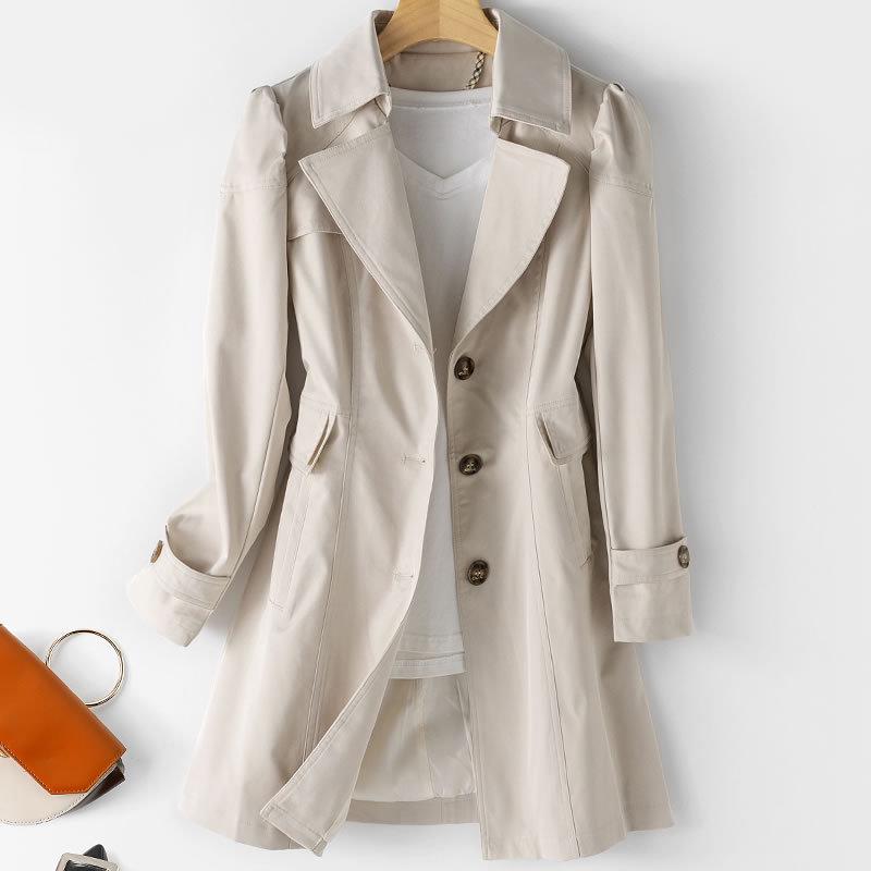 Coupe-vent 2025: Veste Mi-Longue Ajustée Style Coréen pour Femme pour le Printemps et l'Automne