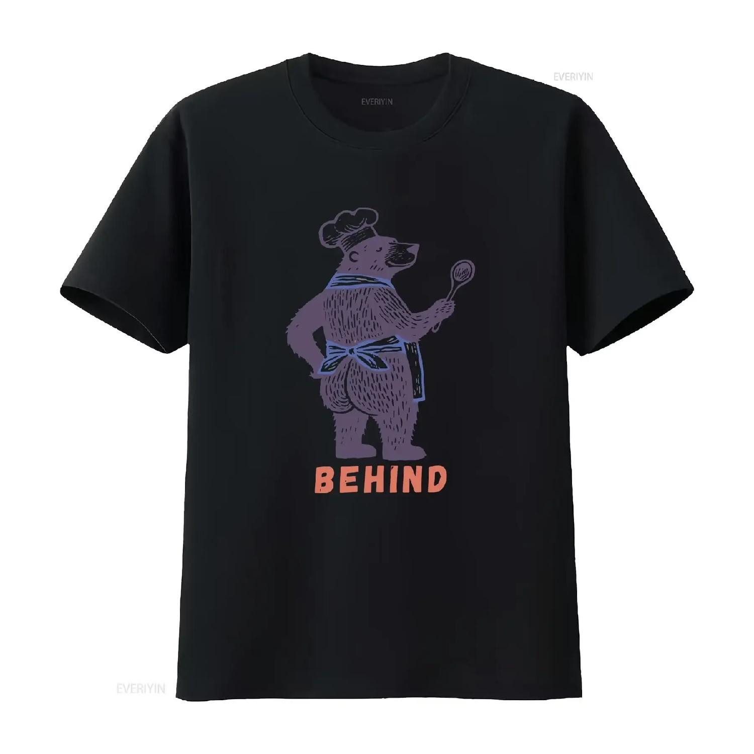 

THE BEAR Chef T Shirt Yes BEHIND fx Funny for Cook Foodie Lover Sous Kitchen vintage Washed Versatile homme fashion Casual S чёрный