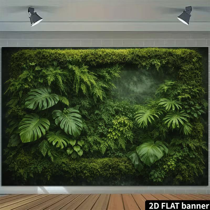 Tropische grüne Wandkulisse mit Monstera und Farnen Fotografie-Hintergrund