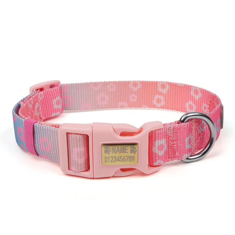 

New dog collar dopamine contrasting color pet neck ring printing medium and large dog reflective anti-lost collar S