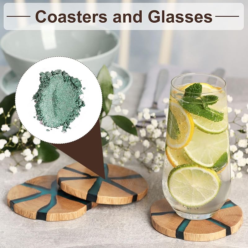 uxcell 15g/0.5oz mica powder natural resin epoxy pigment powder cast resin car paint DIY arts & crafts flash green