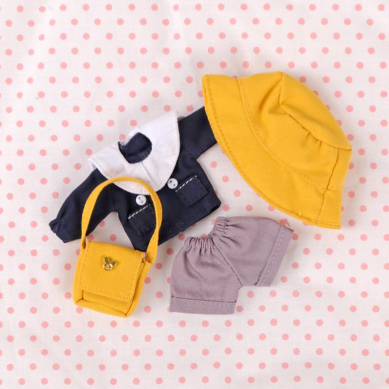 Light Blue Pink Ob11 Baby Clothes Shirt+Pant+Hat+Bag Rabbit Bear Kindergarten Suit Molly Baby Clothes GSC Body 12 BJD Accessory