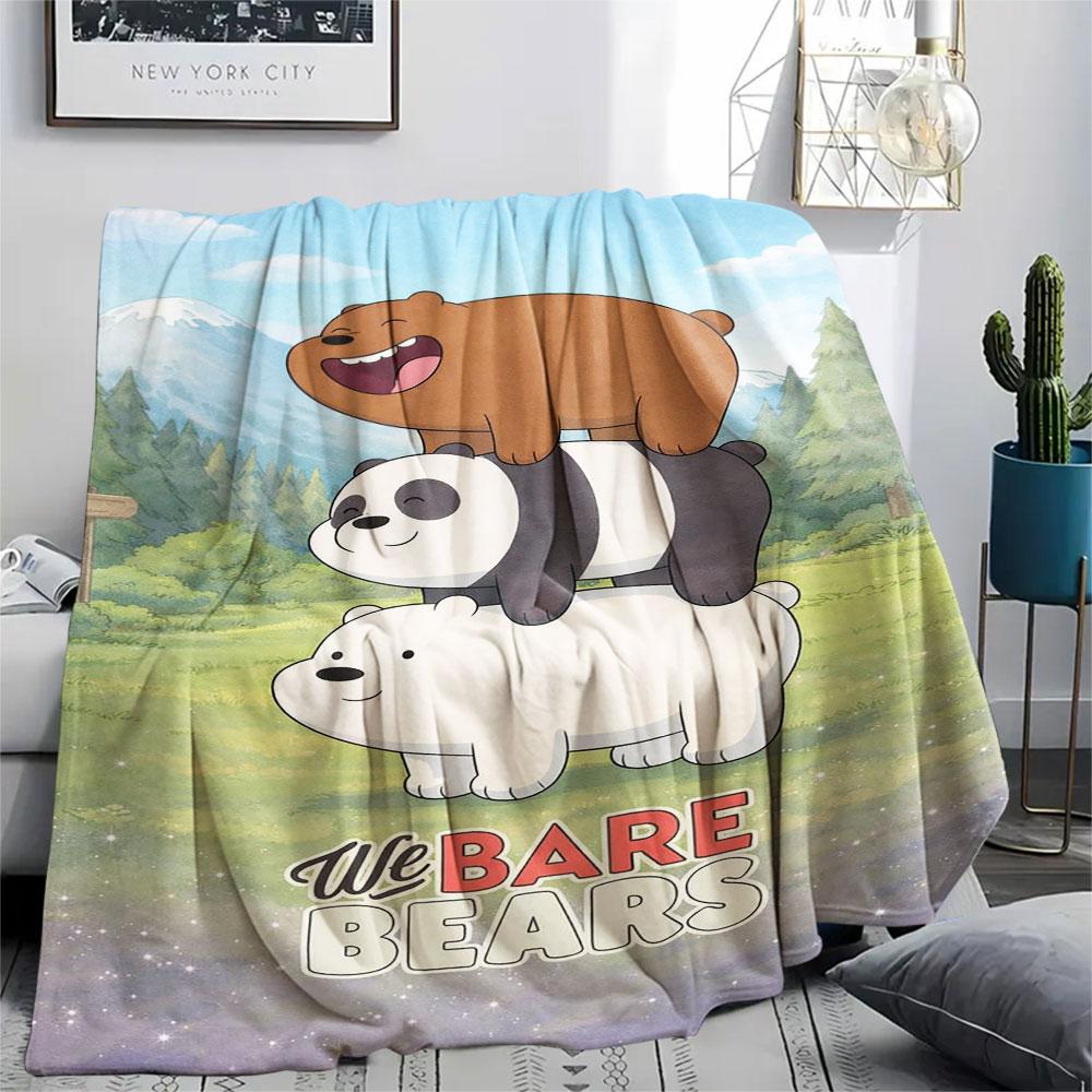 1PC We Bare Bears Patterned Flannel Blanket Suitable For All Seasons for Home Decor Warmth and Comfort Gifts Holiday Present