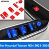Window Lift Switch Button Cover Trim For Hyundai Tucson NX4    2024 Aluminium Alloy Interior Accessories Car Styling