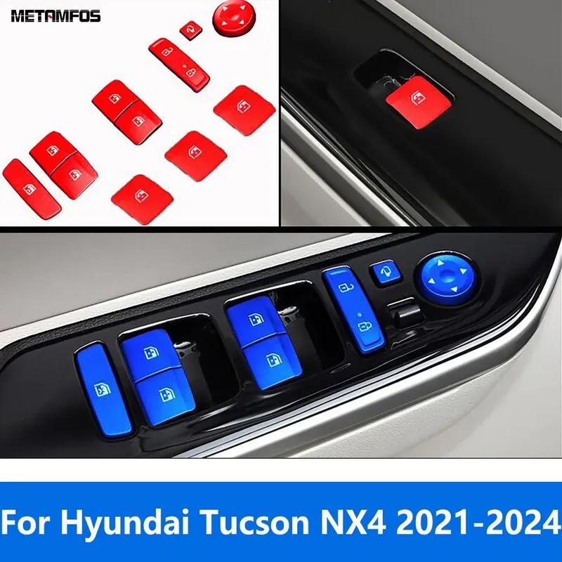 Window Lift Switch Button Cover Trim For Hyundai Tucson NX4 2024 Aluminium Alloy Interior Accessories Car Styling