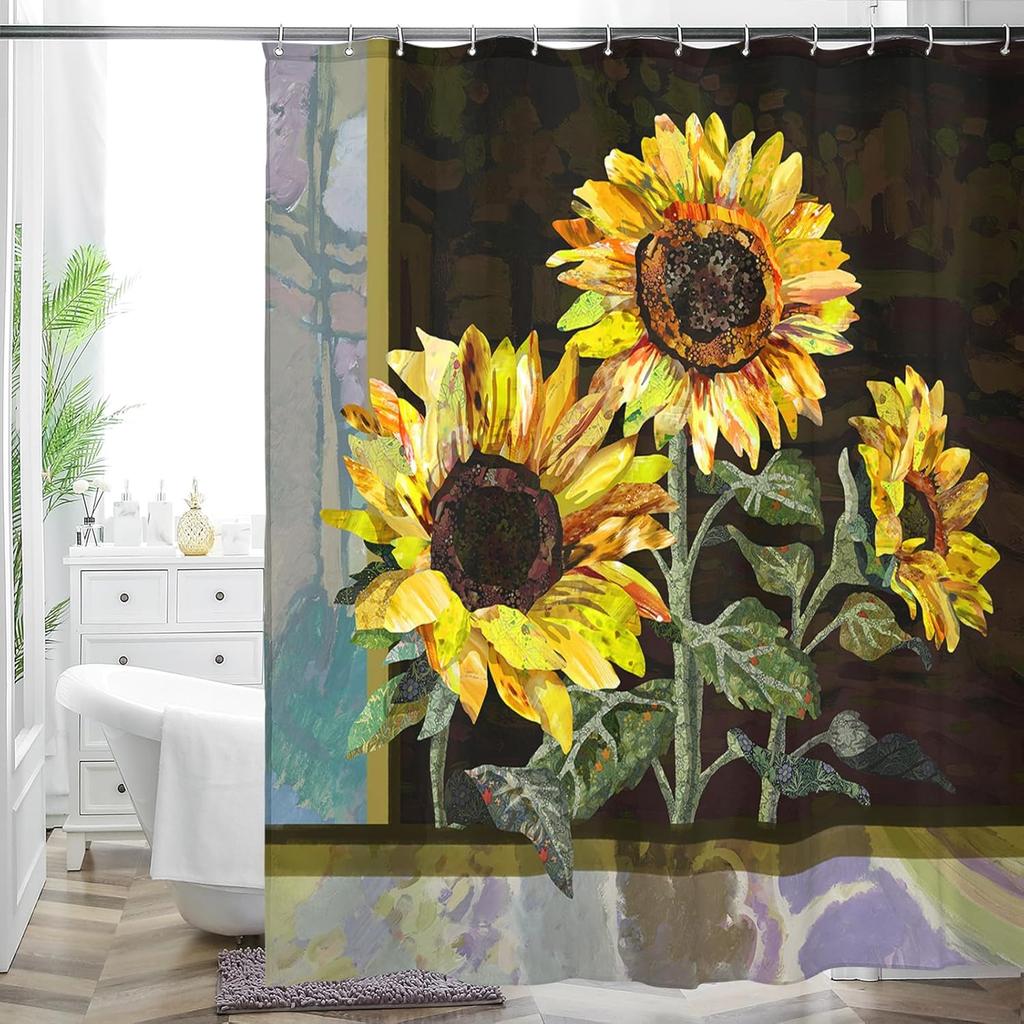 Cottage Floral Shower Curtain - Pink/Lavender Butterfly Design, Waterproof Washable Fabric, with Hooks, Modern Farmhouse Decor