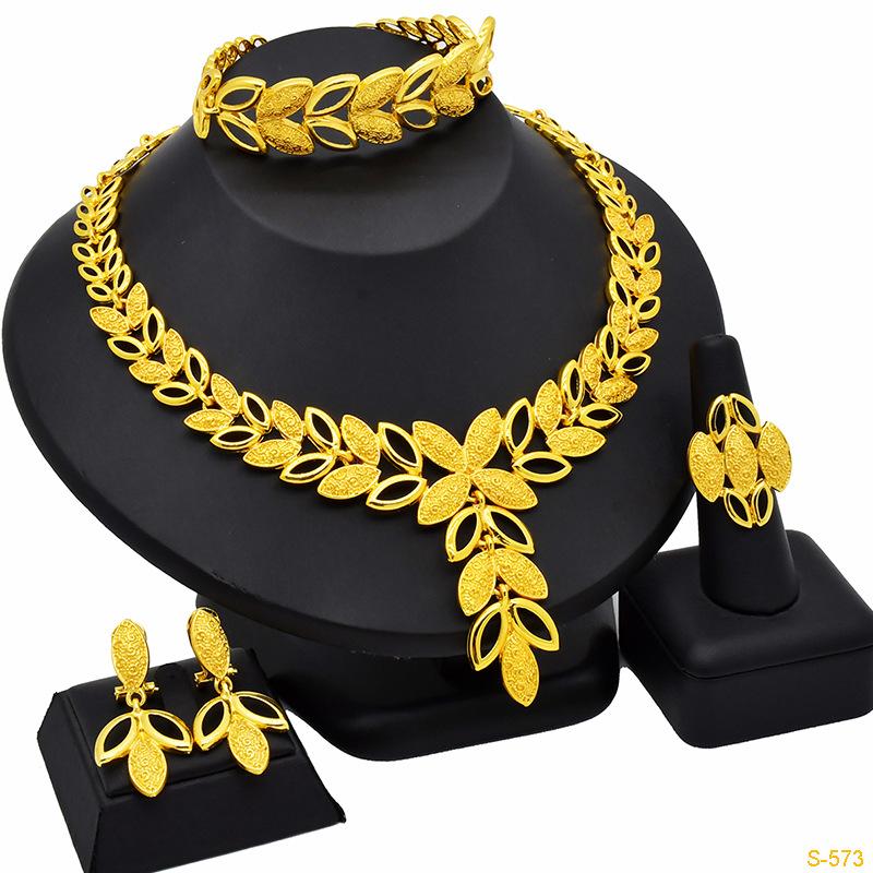 24K Dubai Gold Jewelry Set Europe, America and Africa Popular Jewelry Earrings Four-piece Set 2026