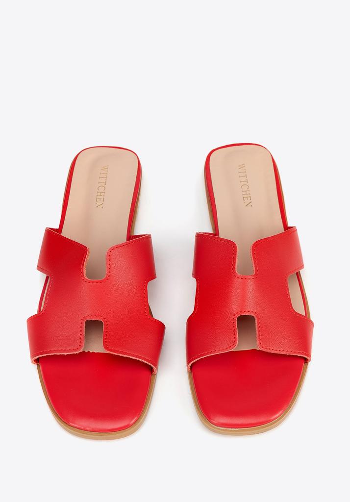 Sandali da donna in pelle a forma di H Wittchen, Rossi, Pelle Naturale