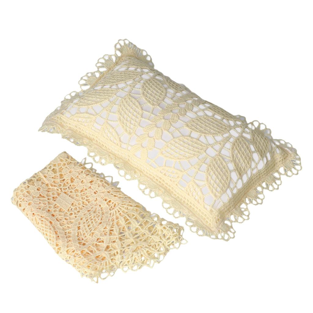 Newborn Baby Photography Blanket Pillow Hollow Lace Round Photo Shoot Studio PropsBeige