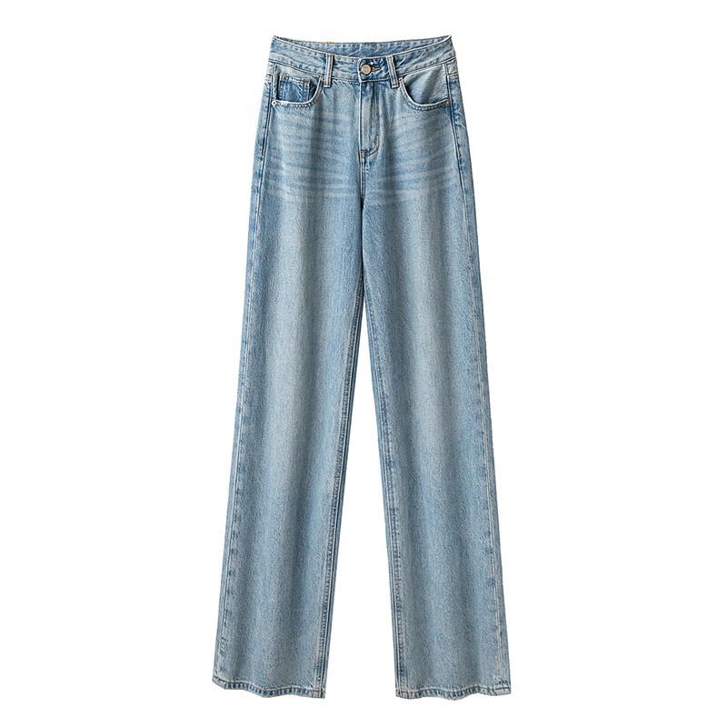 SIBASHE Women's High-Waist Washed Wide-Leg Jeans