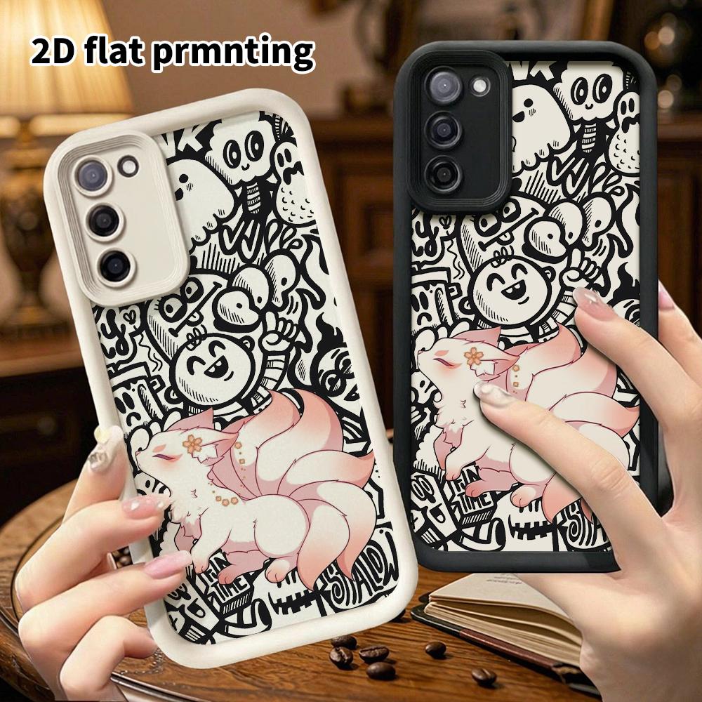 Phone Case: 2D Flat Samsung Galaxy A34 A35 M05 M06 S20 S22 S21 FE Plus 5G Protective Case, Nine-Tailed Pink Fox, Christmas and Halloween Gift