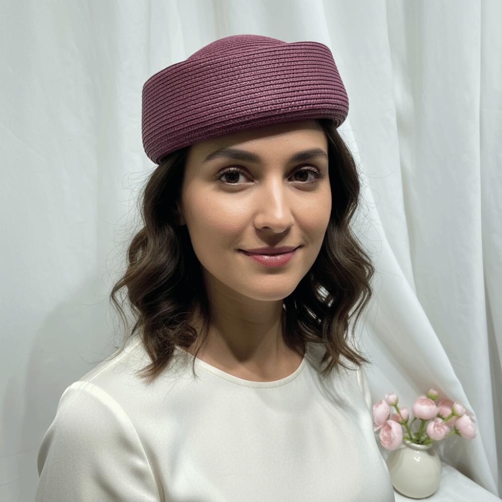 Elegant Flight Attendant Hat Teardrop Vintage Sun Hat Fashion Straw Beret Hat  Cocktail Event