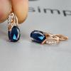 Popular Champagne Gold Oval Navy Blue Earrings for Women Simple and Personalized Temperament