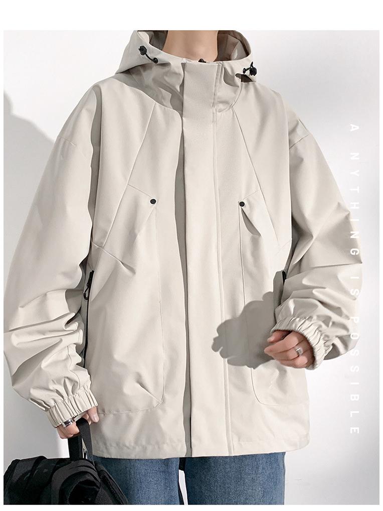 Men's Plus Size Casual Hooded Jacket - Windproof & Trendy for Spring/Autumn