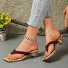 Beach Vacation High-heel Flip-flops Women's 2026 Spring and Summer Outer Wear Thick-heel Square-toe Clip Flip-flops