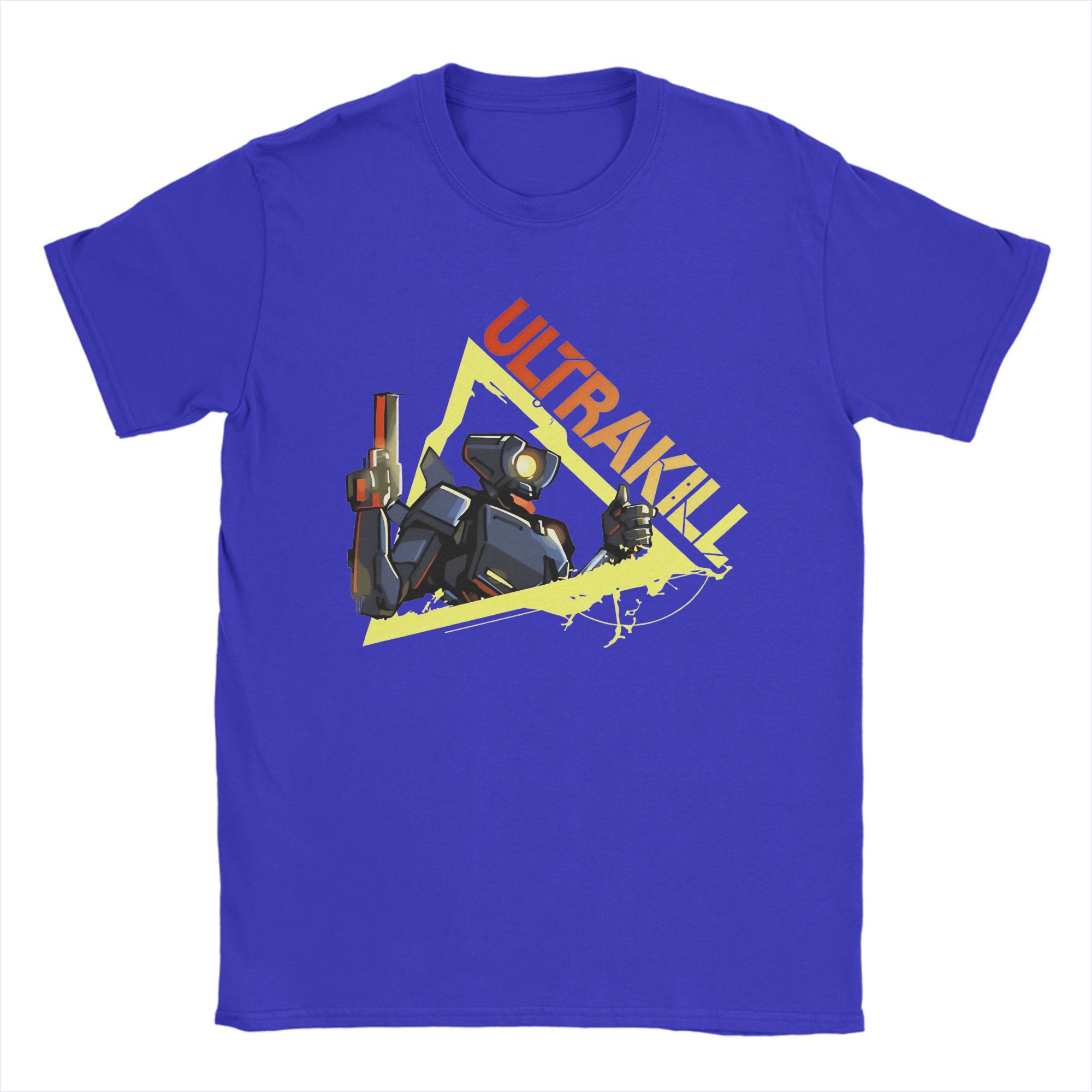 

Чоловічі футболки Ultrakill Shooting Game Blood is Fuel V1 Rock Tee Shirt з короткими рукавами та O-подібним вирізом, 100% бавовна, літній одяг S синій