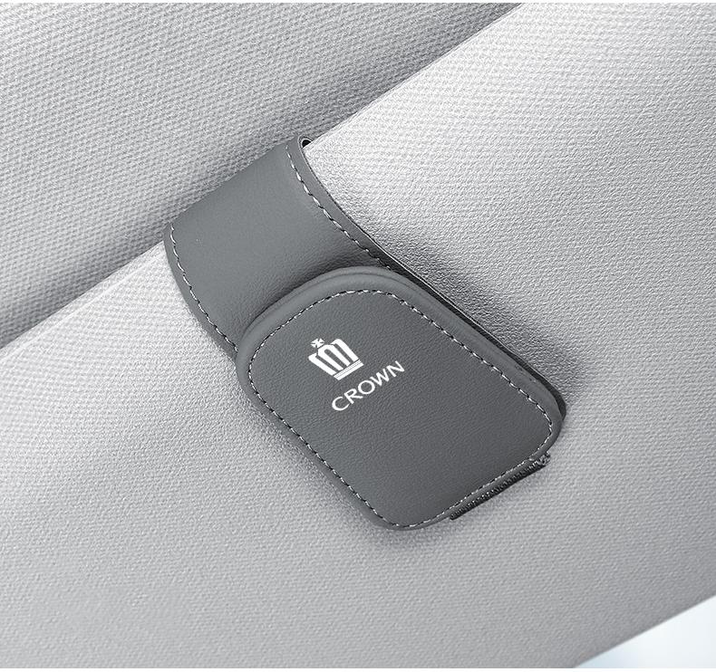 Car Accessories Sun Visor Sunglasses Holder PU leather Glasses Clip For Toyota Corolla Yaris Aygo Prius CHR Camry Auris Avensis