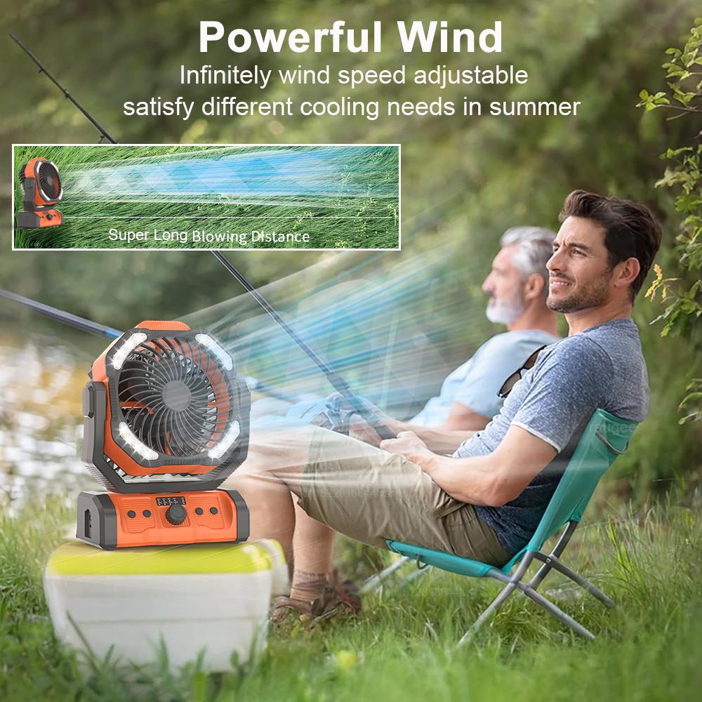 Camping Fan Rechargeable 20000mah Portable Wireless Camping fan for Outdoor Camping Ceiling Fan with Light and Remote Control