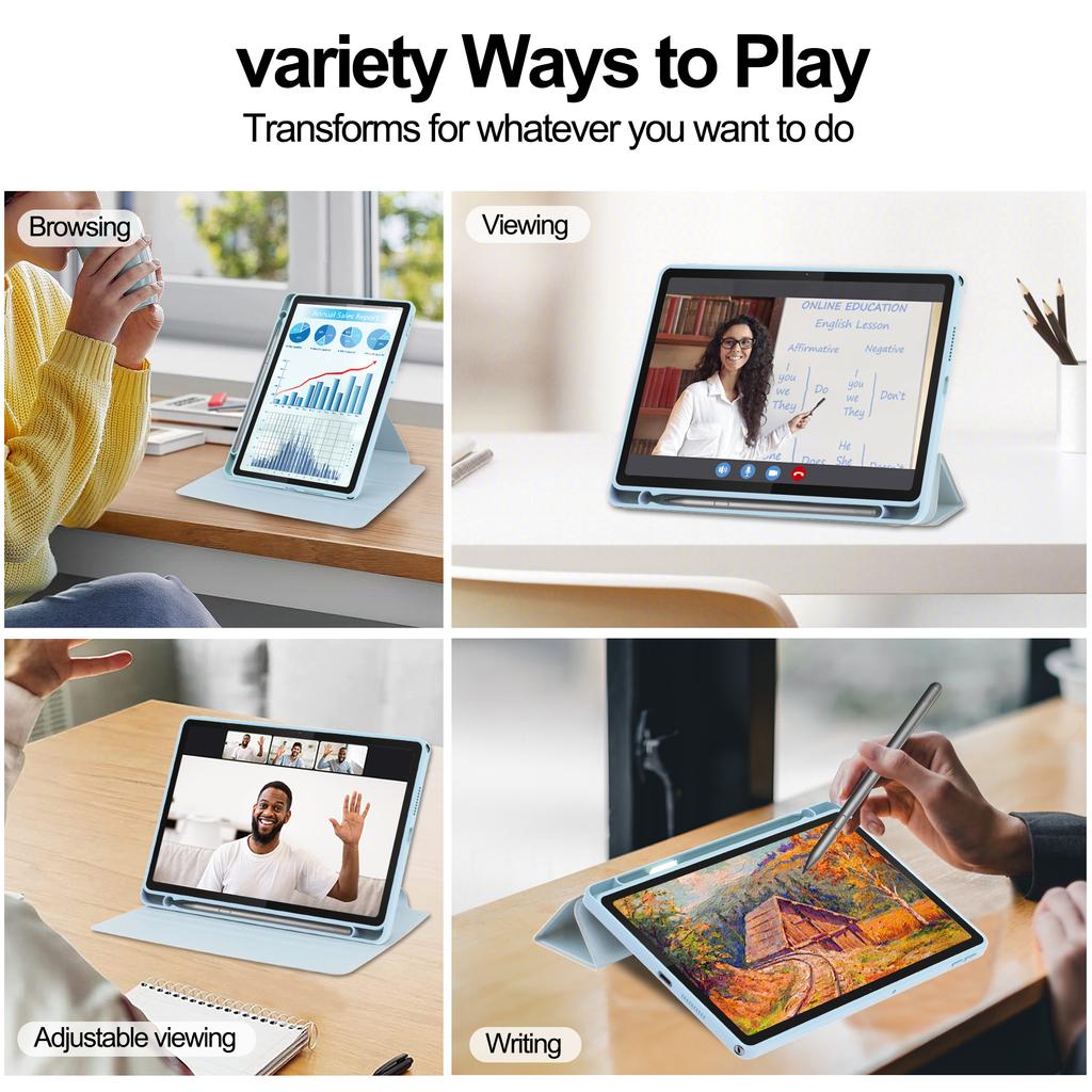 Für Lenovo Tab TB311FU Hülle 360° drehbarer Ständer PU-Leder+Acryl Tablet-Hülle (Ohne Tastatur)