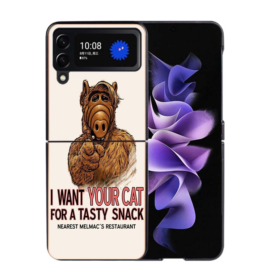 Alf TV Series Phone Case For Samsung Z Flip 7 6 5G Galaxy Z Flip4 Z Flip5 Z Flip3 Coque Black Hard PC Shell Protective Cover