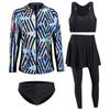 Couple's Zipper Sun Protection Long Sleeve Diving Suit - Women's Split Skirt Style, Plus Size Swimwear
